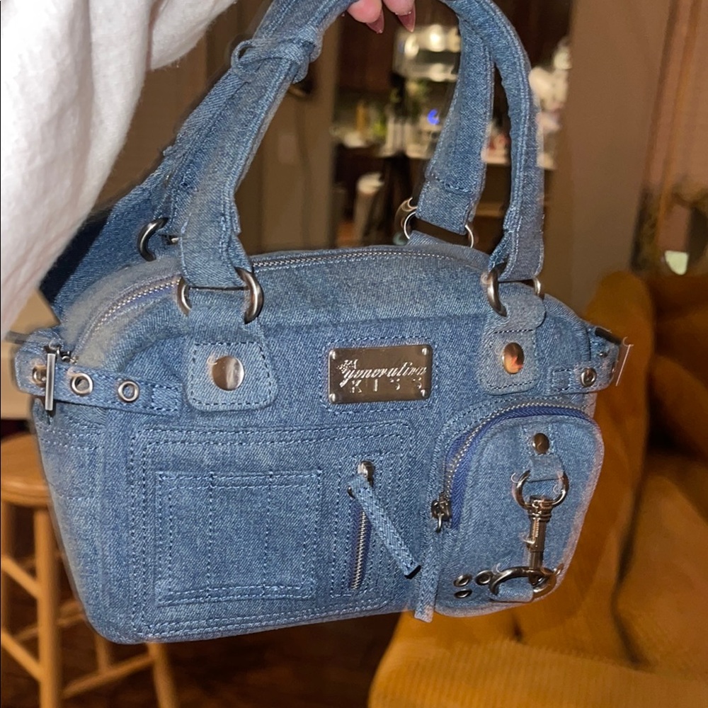 Dead stock Blue Denim Satchel with Metal Accents
